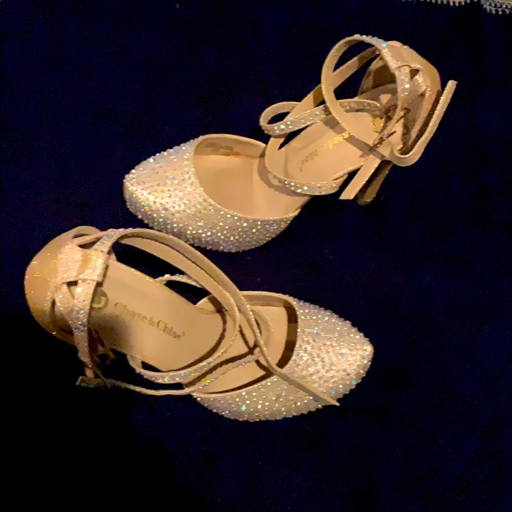 Pink gold rhinestone heels size 7